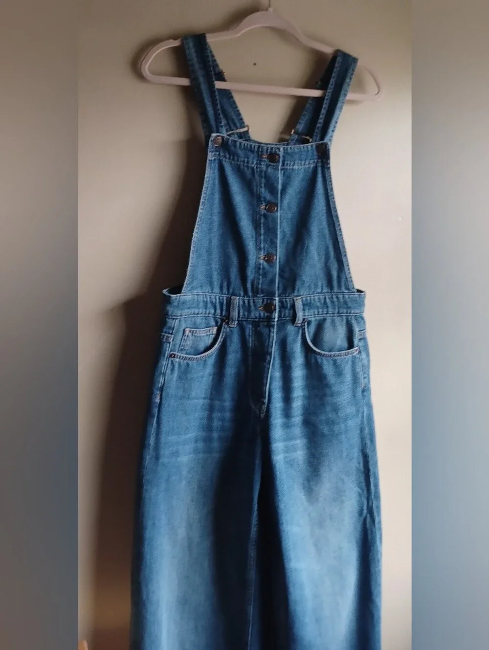 ME + EM Medium Wash Super Soft Wide Leg Overall Sz4